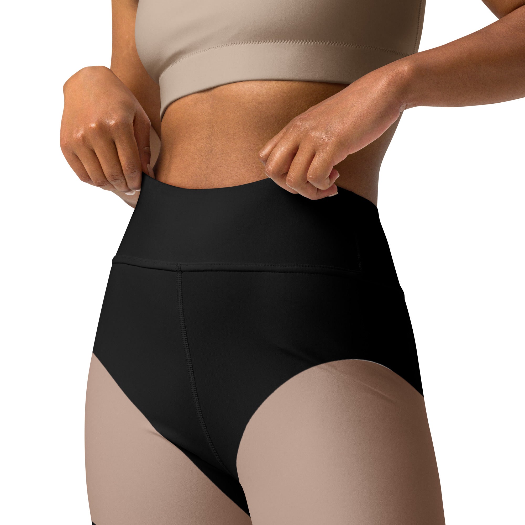 Bold Tan & Black Stripes Yoga Leggings